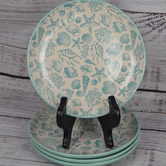 PFALTZGRAFF VENICE AQUA BLUE SEA SHELL SALAD PLATES 8.5" D SET OF 4 NEW  **Pleas - Picture 13 of 13